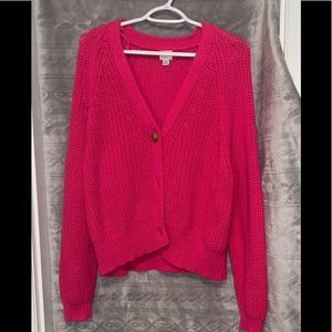 Hot Pink Cable Knit Cardigan